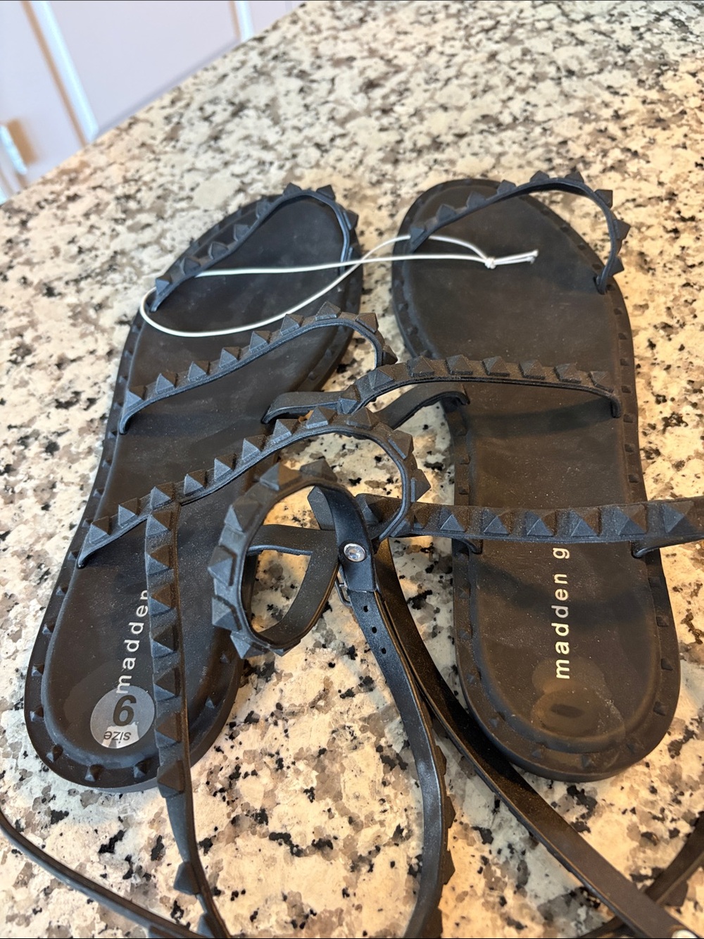 Madden Girl Black Pyramid-Stud Lace-Up Sandals - Picture 4 of 5